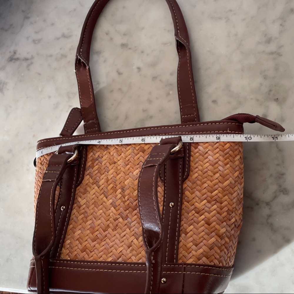 ETIENNE AIGNER Brown Tan Rattan Woven Small Tote Vintage - Picture 15 of 16